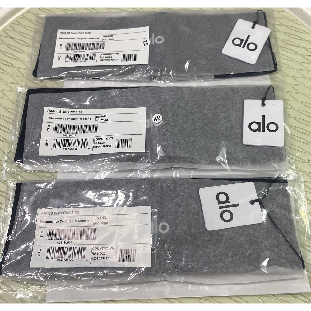 Alo Yoga Women-3 Brand New Performance Conquer Black Headbands One size